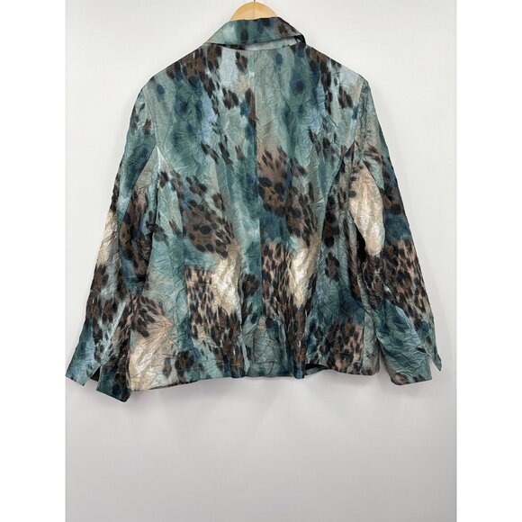 Chico's Crinkle Jacket Blazer Green  3 (16) XL - Picture 5 of 5